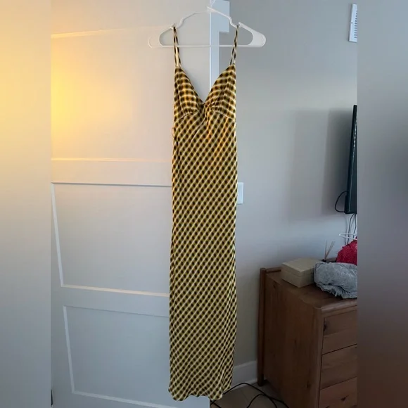 NWT DISSH Gala Lime Satin Printed Maxi Dress US 2 - Picture 2 of 6